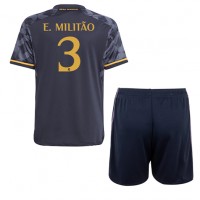 Real Madrid Eder Militao #3 Vonkajší Detský futbalový dres 2023-24 Krátky Rukáv (+ trenírky)